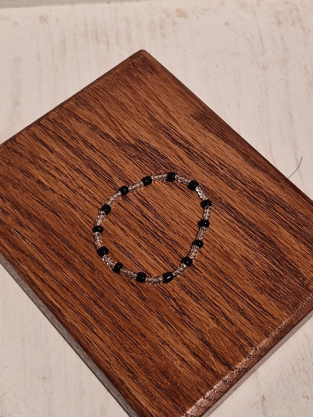 Black and Silver Beaded Stretch Bracelet — Classic Everyday Style